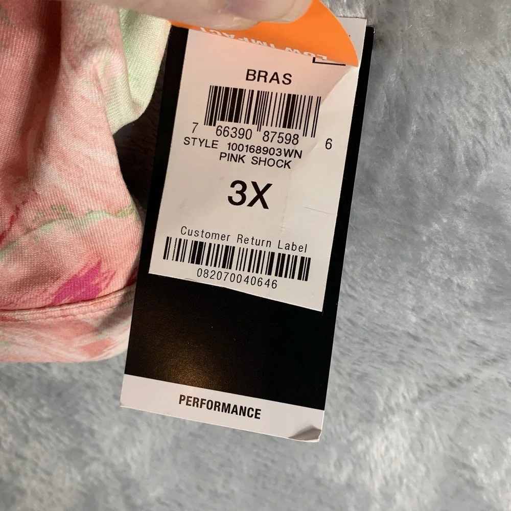 Ideology Women's Sports Bra 3X Low Impact Pink‎ Shock Abstract